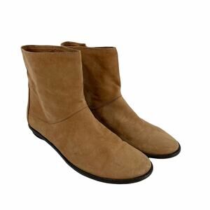 Zero + Maria Cornejo Womens Size 37.5 Ankle Boots Cognac Brown Suede Casual